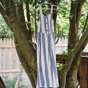 Zara Cream with Blue Vertical Stripes Romper Girls Size 7